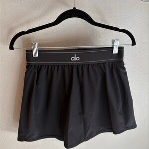 Alo Match Point Black Athletic Skirt with Logo Waistband